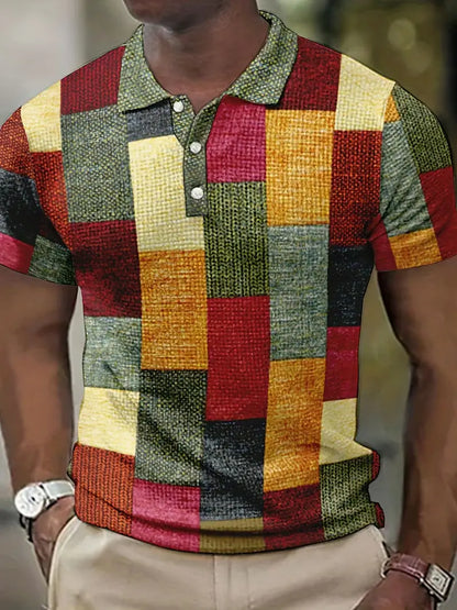 Gunter - Herren Patchwork-Polohemd mit Karomuster