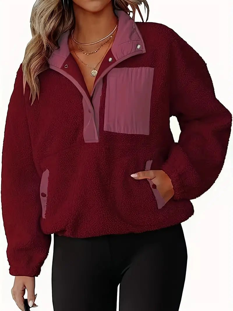 Yujin | Women's Plus Colorblock Langarm Sherpa Fleece