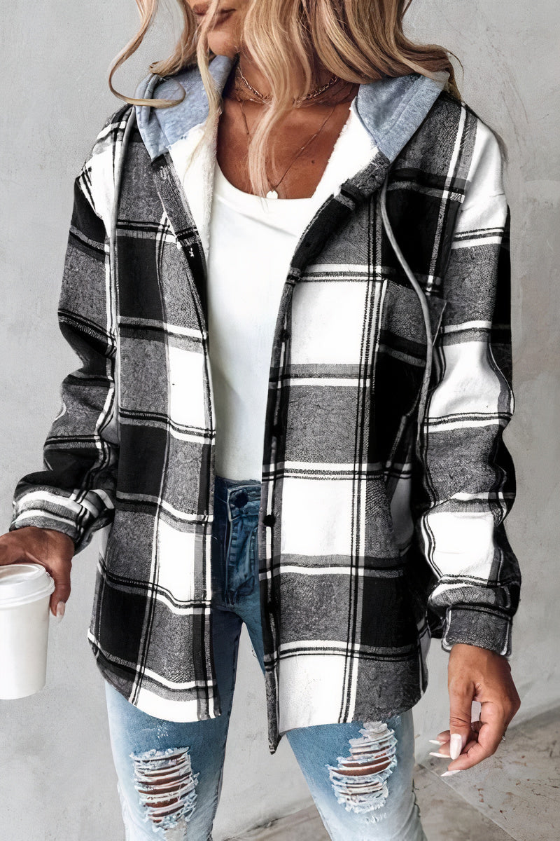 Flanelljacke mit karierter Kapuze - Drika