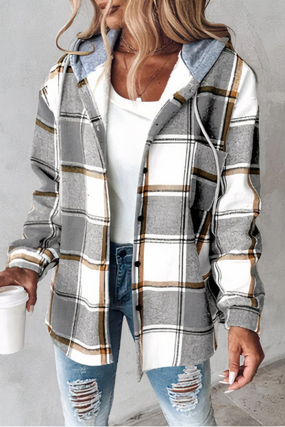 Flanelljacke mit karierter Kapuze - Drika