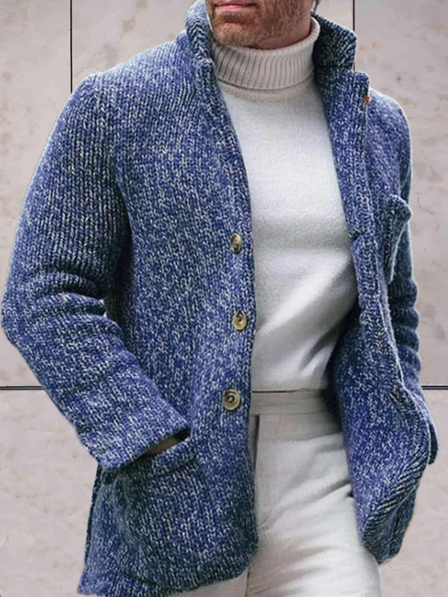 Eynara | Lässige Strickjacke mit hohem Halsausschnitt und Knopfverschluss