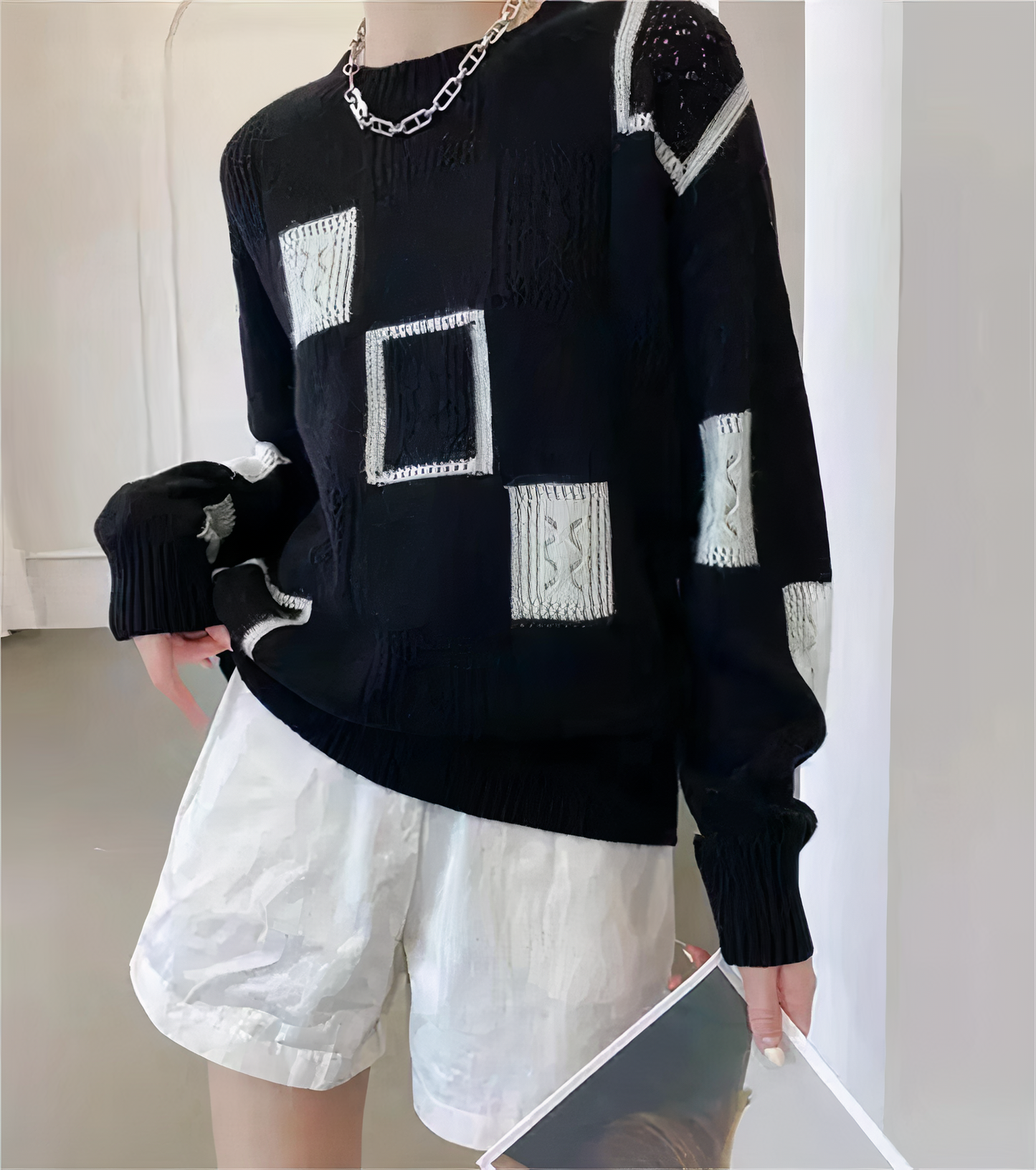 Geometrischer Patchwork-Pullover - Lina