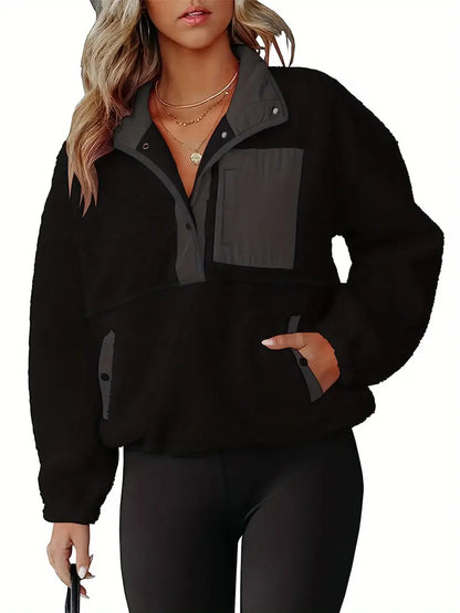 Yujin | Women's Plus Colorblock Langarm Sherpa Fleece