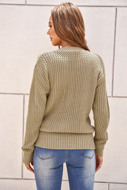 Ella | Kuscheliger warmer Pullover mit V-Ausschnitt und Seitenstreifen