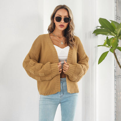 Yunel | Schicke & gemütliche Strickjacke mit Puffärmeln