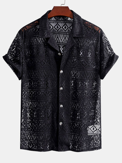 Ricardo - Kurzarmhemd Geometry Textured Cuban Shirt