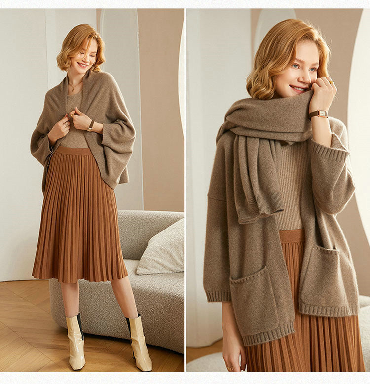 Sefina | Faux Cashmere Warmer Doppelschal Schal Strickjacke