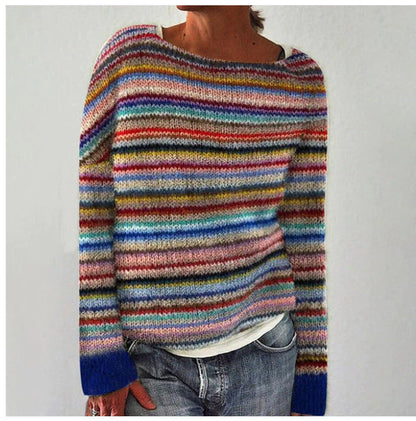 Marlene - Warmer Damenpullover mit buntem Streifenmuster